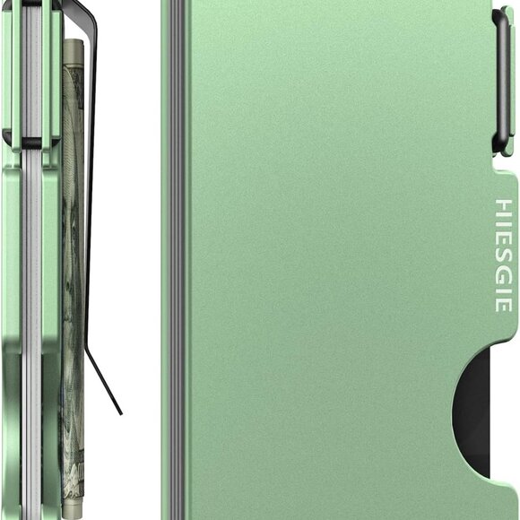 Slim Wallet Women RFID Blocking Card Holder Money Clip Minimalist Green - Picture 1 of 6